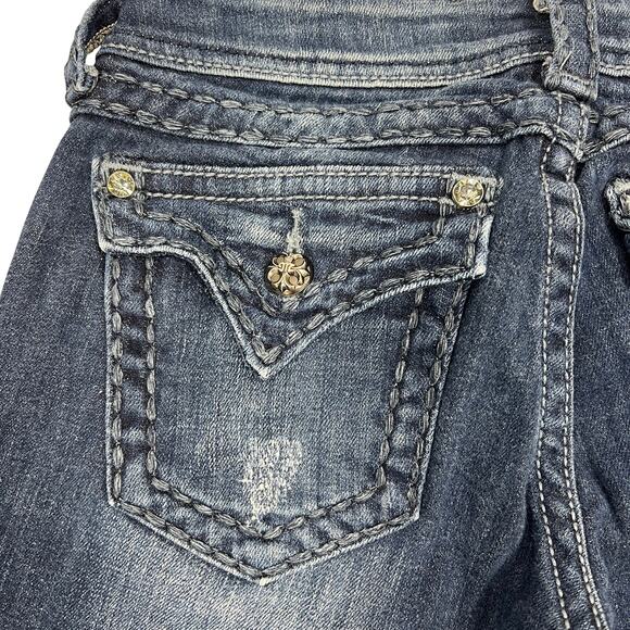 Miss Me Y2K Low-Rise Bootcut Jeans 26" Stretch Denim Flap Pockets Western Rodeo - Picture 11 of 15